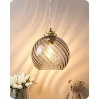 EDISHINE Pendelleuchte für Esstisch, Hängeleuchte mit Glas Lampenschirm, Höhenverstellbar, LED wechselbar, warmweiß, Hängelampe für Kücheninsel, Flur, Rauchgrau Lampenschirm