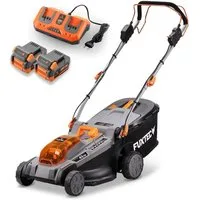 FUXTEC Akkurasenmäher FX-E2RM43PROSET, 43 cm Schnittbreite, 40V, variable Geschwindigkeit, Radantrieb, Mulchfunktion