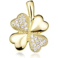 Materia Kettenanhänger Kleeblatt Glücksbringer Zirkonia KA-309-Gold, aus 925 Sterling Silber, vergoldet