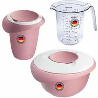 WESTMARK Rührschüssel Backset 3tlg., Rührschüssel 2,5 l + Quirltopf + Messkanne, rosa, Kunststoff (PP,PE,SAN), (Set), Set, spülmaschinengeeignet, Made in Germany, Rosa