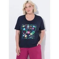 Ulla Popken T-Shirt T-Shirt Motivdruck Oversized Rundhals Halbarm