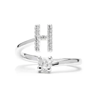 Luxenter Ring mit funkelndem Zirkonia, silberfarben – Alphabet
