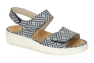 Waldl?ufer 955001 Damen Sandale wei? marine Klettverschluss Keilabsatz H-WILLOW