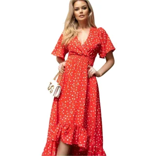 AX Paris - Midikleid für Damen, Zipfelsaum, Party (Rot)