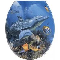 WENKO WC-Sitz WC-Sitz Duroplast WC Toiletten Sitz Sea Life Meeres Motiv (1-St), mit Absenkautomatik, Fix-Clip Befestigung