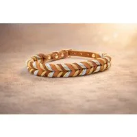 Tierluxe Hunde-Halsband Geflecht, Geflochtenes Lederhalsband mit Paracord