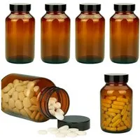 mikken Vorratsglas Weithalsgläser 250 ml Braunglas 6er Set – Apothekergläser, Weithalsglas, mit UV-Schutz, Apothekerqualität