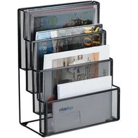 relaxdays Zeitungsständer Zeitschriftenhalter Metall 4 Fächer, schwarz