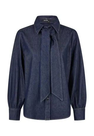 Marc Aurel - Schluppenbluse mit Schluppe dark blue denim - Gr. - 34