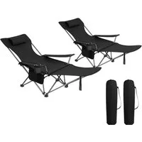 Woltu Campingstuhl (2 St), klappbar für Outdoor mit Armlehnen Getränkehalter