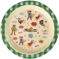 rice Teller Rice Melamin Flacher Kinderteller - Super Hero Grün 350ml, (1 St)