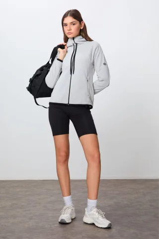 Damen Plüsch Zip-Hoodie Sweatshirt