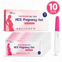 Safecare Bio-Tech Schwangerschaftstest Frühtest 25 miu/ml Ultra Empfindlich HCG Midstream Urin, 1 Messparameter, Testkasette, 10-tlg., Urinprobe, Schnelle Ergebnisanzeige, Qualitätstest, Zertifiziertes Marke