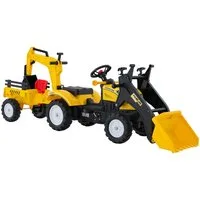 COSTWAY Trettraktor Bagger, mit Abnehmbarer Anhänger & Grabschaufel
