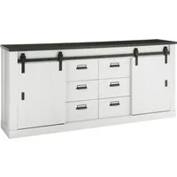 Home affaire Sideboard Sherwood, Kommode im Industrial-Style, Schrank, Stauraumelement, mit Scheunentorbeschlag & Apothekergriffen, in 2 Farben erhältlich