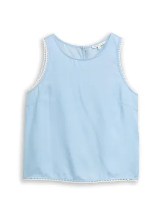 TOM TAILOR Denim - Ärmelloses Tencel-Top blau - Gr. - S