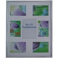 Oslo MasterLine Einzelrahmen Bilderrahmen RH Kunststoff 50 x 70 cm Puzzlerahmen, (1 St), Portraitrahmen mit Glasscheibe Hoch- Querformat Rahmenfarbe silber
