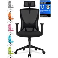 Durrafy Bürostuhl 200kg Ergonomischer Bürostuhl-Verstellbare Lordosenstütze (Verstellbare Lendenwirbelstutze + Kopfstutze + hohenverstelbare Armlehnen),bis zu 130° neigbar, atmungsaktives Netzgewebe, Drehstuhl),bis zu 130° neigbar, atmungsaktives Net