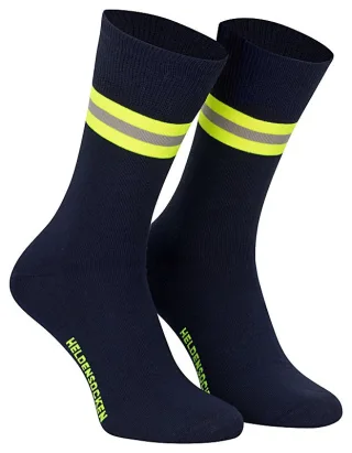 Feuerwehr Heldensocken | marineblau gelb-silber-gelb | Reflexstreifen | Feuerwehrstrümpfe | Feuerwehrgeschenk 36-39