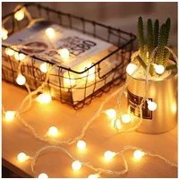 LOHAS-LED LED-Lichterkette Dekorative LED‑Kugel‑Lichterkette mit Batteriebetrieb, 5 Meter, 40 Leuchten, Warmweiß, IP65 wasserfest