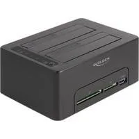 Dual Dockingstation für 2 x SATA HDD / SSD schwarz, mit Klon Funktion, Card Reader, USB-A