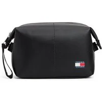 Tommy Jeans Kulturbeutel TJM HERITAGE LEATHER WASHBAG, Unisex Waschbeutel, Kosmetiktasche mit Logoflagge