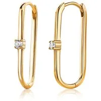 Miore Klappcreolen MSAE296E - 925 Sterling Silber Ohrringe vergoldet - Zirkonia 0,25 Kt, für Damen 18 Kt. vergoldet