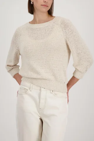 monari - Pullover aus Bändchengarn champagne beige - Gr. - 44