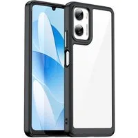 Wigento Handyhülle Für Motorola Moto G06 4G Colorful Serie TPU Acryl Schutz Hülle Schwarz, Colorful Series Hybrid Schutzhülle