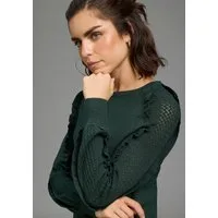 Laura Scott Strickpullover mit femininem Ajourstrickmuster mit figurumspielender Passform