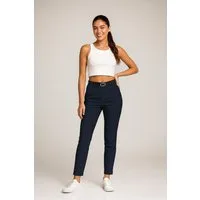 Kendindza Collection Stretch-Hose Damen Hose Stretch mit Gürtel Stoffhose Damen elegant lang Elastisch Chinohose Damen