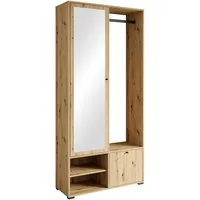 Home affaire Garderobenschrank DINO Kompaktgarderobe, Garderoben-Set DINO Mit Spiegel und Kleiderstange, 90 cm breit, Türanschlag wechselbar