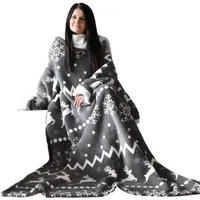 Wohndecke HOMELEVEL Sherpa Decke mit Ärmeln 200x150 cm Dunkelgrau, HOMELEVEL