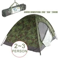 wohnTRAUM24 Wurfzelt Wurfzelte Camping Kuppelzelt Camouflage Wanderzelt 2-3 Personen, Personen: 2, Campingzelt 200x150x110 cm mit Tragetasche für Camping Reise Trekking
