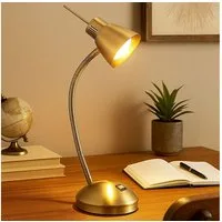 GLOBO LIGHTING Schreibtischlampe, Leuchtmittel inklusive, Warmweiß, Tischleuchte Beistelllampe Bürolampe LED Nachttischlampe flexibel 44cm