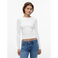Tommy Jeans Langarmshirt TJW SLIM SH LETTUCE EDGE RIB LS mit gerippter Struktur, gewellter Saum