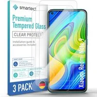 smartect Displayschutzglas Schutzglas Panzerfolie Klar für Xiaomi Redmi Note 9, Set, 3 Stück, Schutzfolie Glasschutz Bildschirm