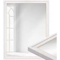 WANDStyle Wandspiegel H025, Weiß, gemasert, aus Massivholz im Landhausstil