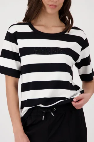 monari - Sweatshirt mit Schmuck schwarz ringel - Gr. - 40