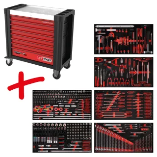 KS Tools Performanceplus Werkstattwagen-Satz P25 mit 446 Werkzeugen für 6 Schubladen - 825.6446