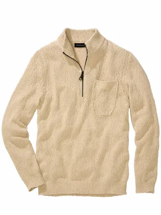 Mey & Edlich Herren Struktur-Troyer Beige 70 % Baumwolle, 30 % Leinen
