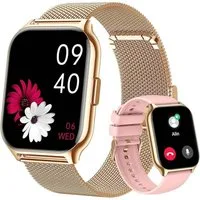 Zevelora Damen's und Herren's Fitness-Tracker Blutdruckmess Smartwatch (1,85 Zoll, Android/iOS), mit austauschbarem weichem Silikonarmband, mit SpO2 Herzfrequenz Schrittzähler Schlafmonitor, Musikwiedergabe