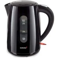 KORONA Wasserkocher Schwarz 1,7 Liter 2200W 360° Basisstation kabellos, 2200 W, Dampf-Stopp Automatik, Trockengehschutz, verdecktes Heizelement