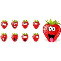 LYSCO Aufkleber 9 versch. Folienaufkleber Erdbeeren mit Gesichtern Mimik Emotionen, (in verschiedenen Motiven und Größen erhältlich, 9tlg), langanhaltend, leicht ablösbar, permanent klebend, wetterfest
