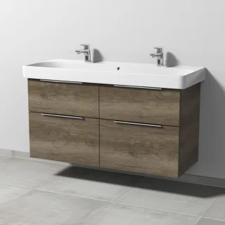 Sanipa 3way Waschtischunterbau zu Geberit Smyle Square Waschtisch mit 4 Auszügen, Eiche-Nebraska UM67337