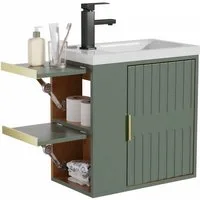 UEV Waschtisch Waschtisch mit Unterschrank (Waschtischunterschrank hängend, Waschplatz ausreichend Stauraum,Badmöbel Set für Badezimmer, Waschtisch mit Unterschrank Wasserhahn), Waschtisch mit Unterschrank hängend 50,5 cm