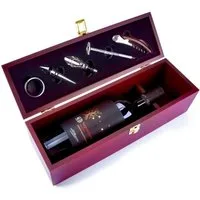 Goods+Gadgets Weinkiste GOODS+GADGETS Sommelier Weinset Geschenk Set–6-teiliges Wein Zubehör (Holzbox für eine Weinflasche, Weingeschenk Set mit Zubehör), 6-teilig