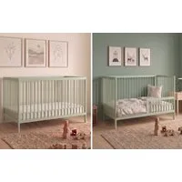 Kids Collective Babybett Kinderbett Gitterbett Baby Bett mit Rausfallschutz 60x120 70x140, stabiles Buchenholz, made in Europe 60x120 cm Grün