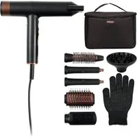 PRINCESS Haartrockner Princess 529205 Airstyler Pro – 7-in-1 Stylinggerät – Benutzerfreundli, 2000 W, 3 Heiz-/Gebläsestufen, Ionen, Coolshot, 7 Aufsätze, Tasche