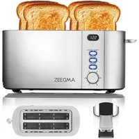 Zeegma Toaster TOSTEE CHEF, 4 kurze Schlitze, für 4 Brotscheiben unterschiedlicher Dicke, 1500 W, 4 Scheiben/LED-Display/1500 W/Breite Schlitze/Timer